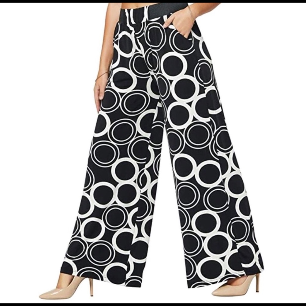 Palazzo Black and White Circle Pants